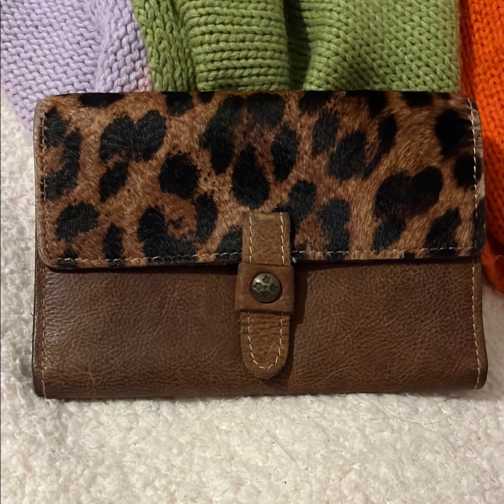 Leopard Print Brown Leather Women's Clutch Patricia Nash